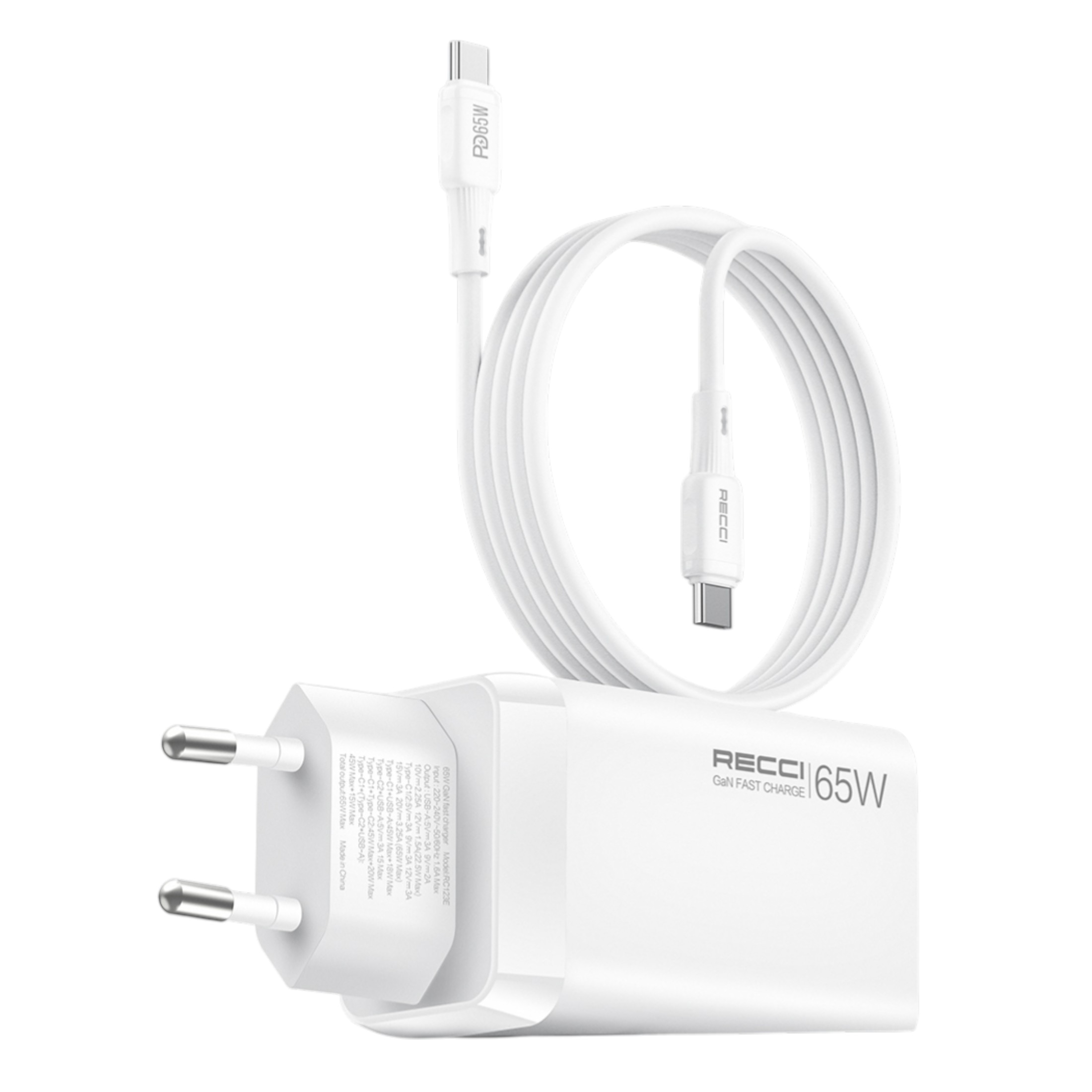 Image de Chargeur Ultra-Rapide 65W - Boitier et Câble - RECCI – Modèle RC123ECC
