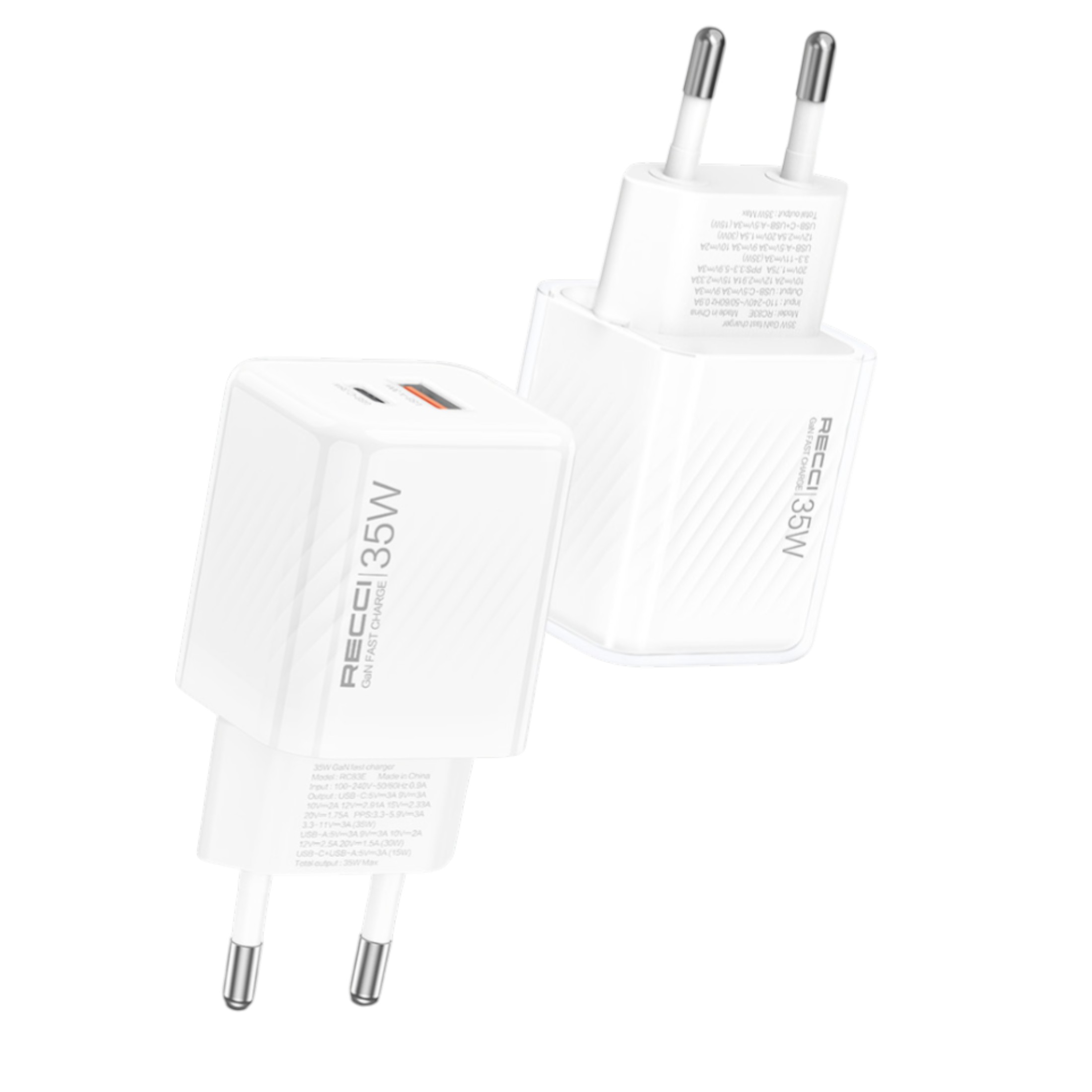 Image de Boitier de chargeur 35W - Adaptateur Secteur USB-C & USB - RECCI Modèle RC83E